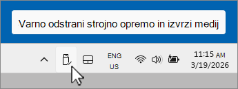 Screenshot of Safely Remove USB device icon in notification tray.