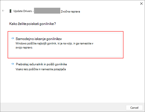 Poiščite gonilnike za zvok v nastavitvah sistema Windows 11.