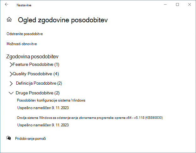 Zgodovina posodobitev