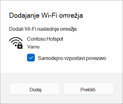 Dodajanje Wi-Fi omrežja v Windows 11.