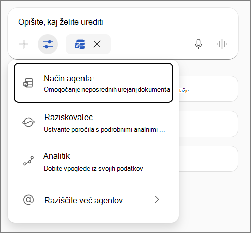 Način agenta v Wordu.
