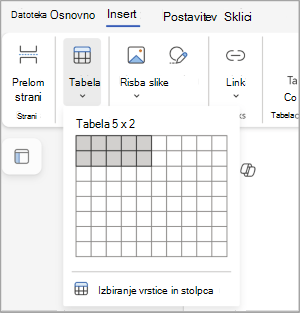 Vstavljanje tabele