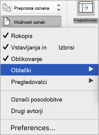 Sledenje možnostim označevanja sprememb