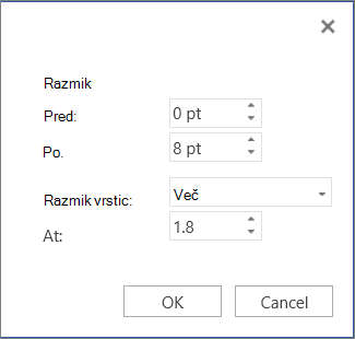 Pogovorno okno »Odstavek«