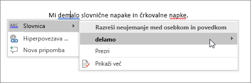 Office 365 Primer črkovanja & slovnice