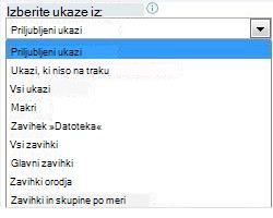 Seznam »Ukaze izberite iz«