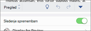 Vklop ali izklop sledenja sprememb