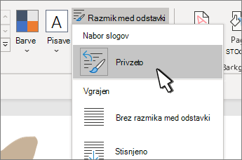Privzeto v razdelku Izbrano je nabor slogov
