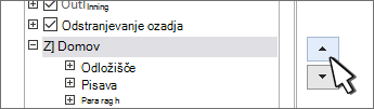 Izberite zavihek in uporabite gumbe gor/dol