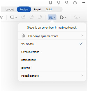 Možnosti označevanja v Wordu za iPad