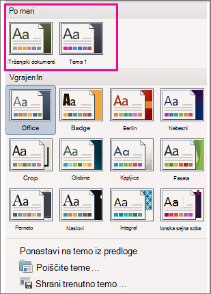 The Themes menu shows custom and built-in themes