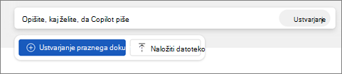 Gumb »Ustvari prazen dokument« v Wordu za splet.
