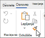 Gumb »Preslikovalnik oblik« na traku
