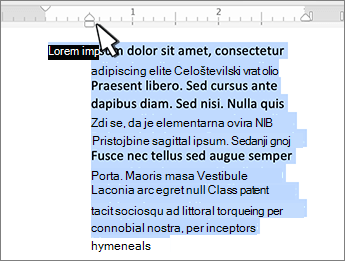 Oznaka za zamik viseče črte v računalniku Mac