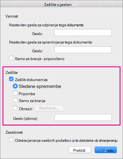 Protection section is highlighted