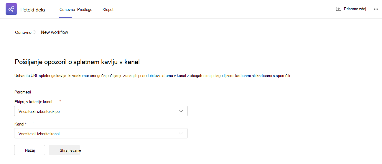 Predloga spletnega konja za pošiljanje v kanal