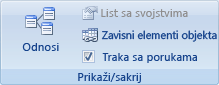 Slika trake programa Access