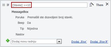 Izraz upotrebljen u bloku „If“ u makrou.