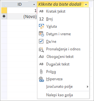 ekranski isečak padajuće liste 