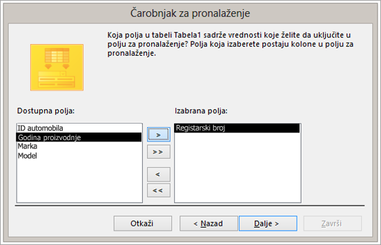 Isečak ekrana čarobnjaka za pronalaženje