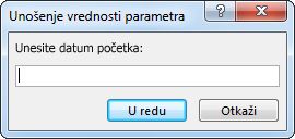 Odziv parametra sa tekstom Unesite datum početka: