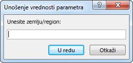 Odziv parametra sa tekstom Unesite zemlju/region.