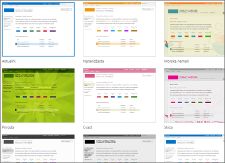Stranica u sistemu SharePoint Online koja prikazuje slike predložaka lokacije
