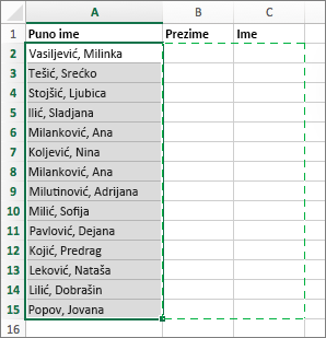 Select the cells where you want to paste your split cells