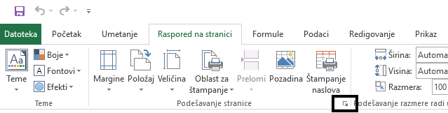 Kartica „Raspored na stranici”