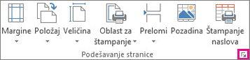 Pokretač dijaloga u grupi „Podešavanje stranice“