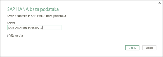 SAP HANA baza podataka dijalog