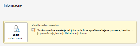 Zaštiti radnu svesku u meniju 