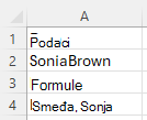 Koristite funkciju REGEXREPLACE sa hvatanjem grupa da biste razdvojili i prerasporedili ime i prezime, koristeći obrazac: ([A-Z][a-z]+)([A-Z][a-z]+) i zamenu: $2, $1