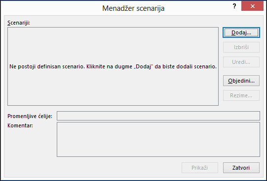 Čarobnjak za upravljanje scenarijima