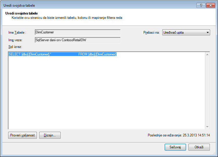 SQL upit koristeći podrazumevanu, kraću sintaksu