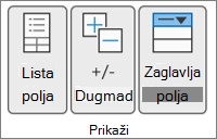 Slika glavne trake programa Excel