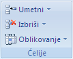 Slika trake programa Excel