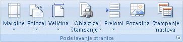 Slika glavne trake programa Excel