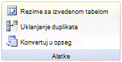 Slika glavne trake programa Excel