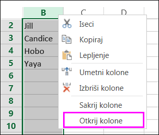 Opcija „Otkrij“