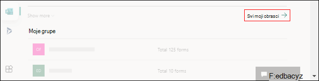 Veza ka svim mojim obrascima za Microsoft obrasce na Office.com