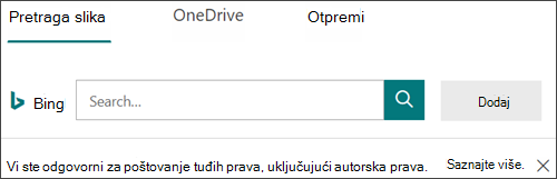 Traženje slika za dodavanje u pitanje