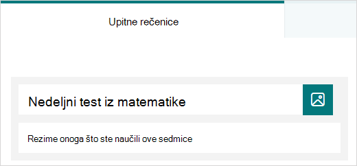 Uzorak naslova i opisa za test u programu Microsoft Forms