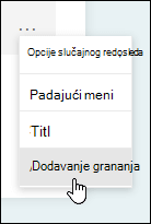Opcija grananja u programu Microsoft Forms