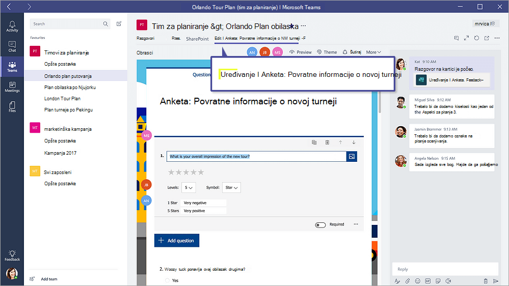Snimak ekrana koji prikazuje karticu 