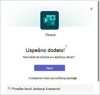 Izbor mesta za korišćenje aplikacije Forms