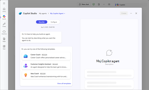 Snimak ekrana mog Copilot agenta u Copilot Studio