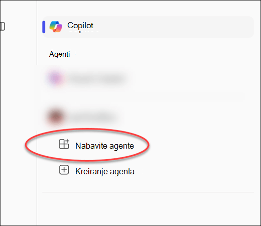 Stavka menija „Preuzimanje proširenja funkcije Copilot“ na desnoj traci usluge Teams.