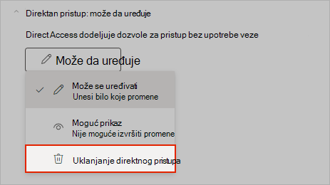 OneNote screenshot showing how to remove direct sharing access