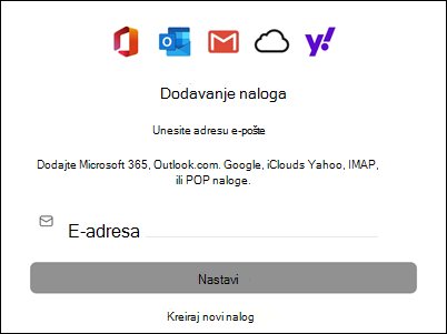 Dodavanje naloga u Outlook za Mac
